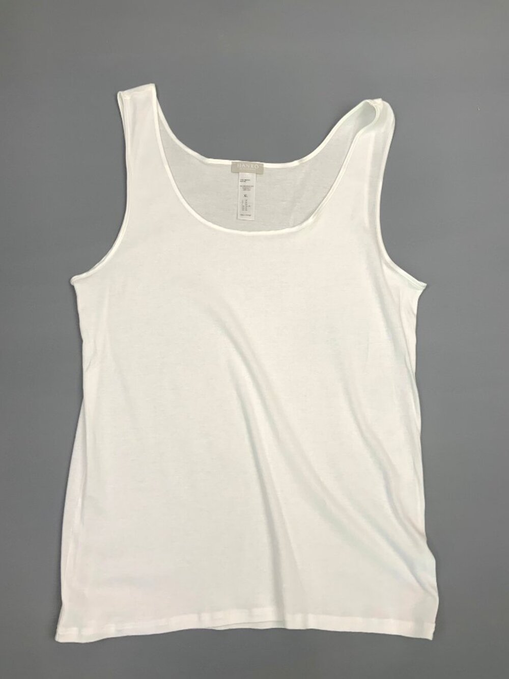 New Hanro of Switzerland White Cotton Round Neck tank Top Sz XL - Picture 15 of 16